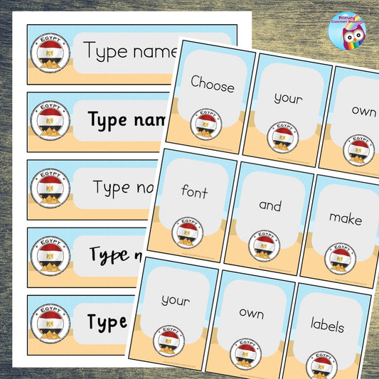 EDITABLE Classroom Name Tray & Coat Peg Labels - Egypt