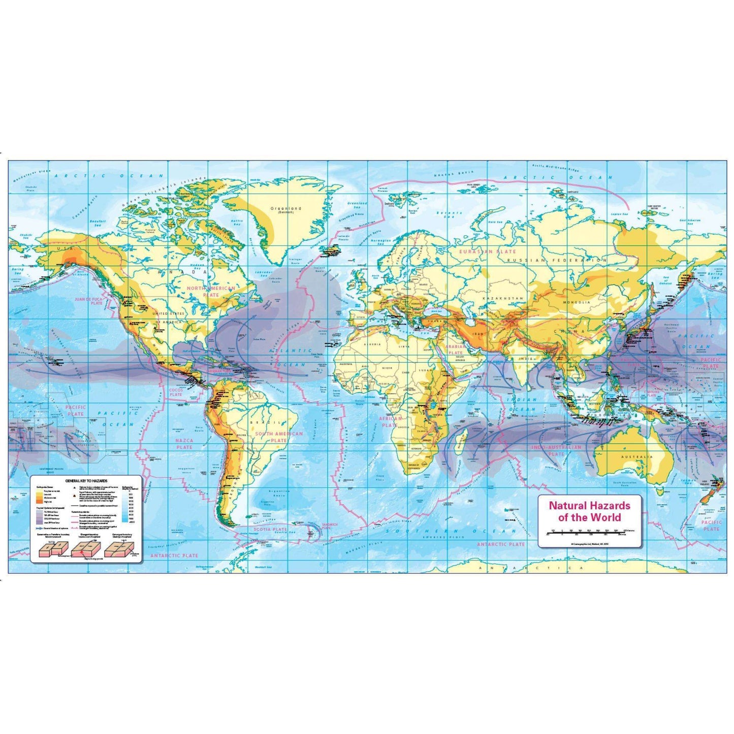 Natural Hazards of the World Map - Colour Blind Friendly:Primary Classroom Resources