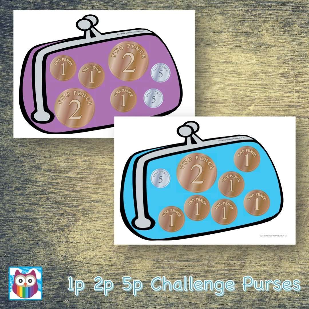 1p 2p 5p Challenge Purses:Primary Classroom Resources