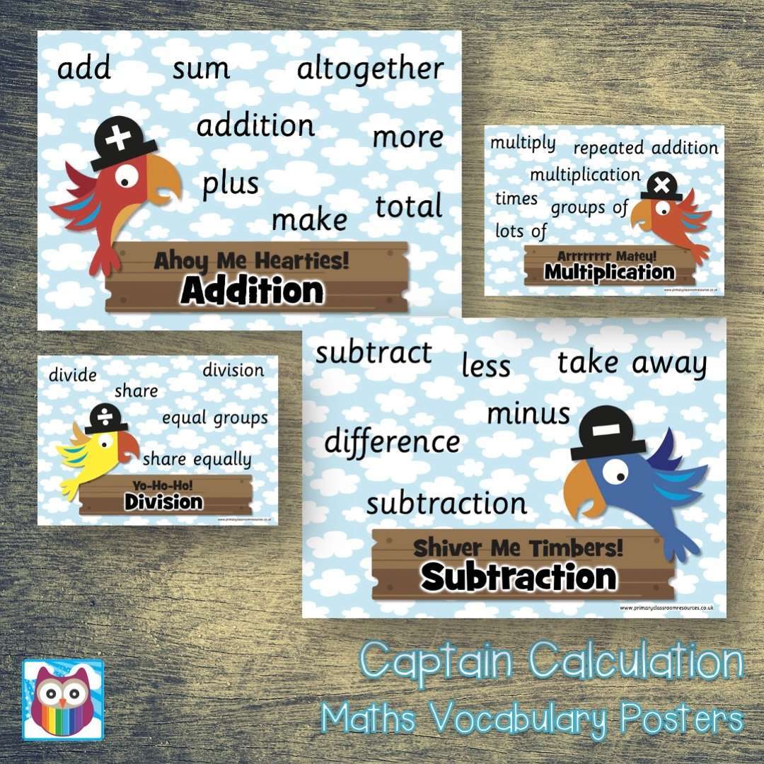 Captain Calculation Maths Vocabulary Posters:Primary Classroom Resources