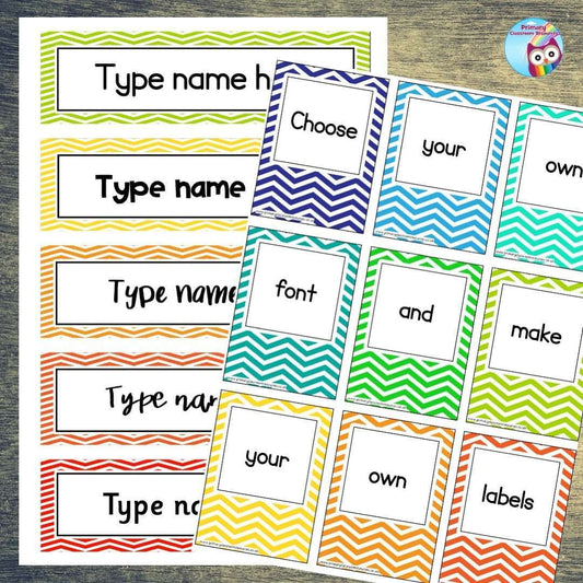 EDITABLE Name Tray & Coat Peg Labels - Chevron:Primary Classroom Resources