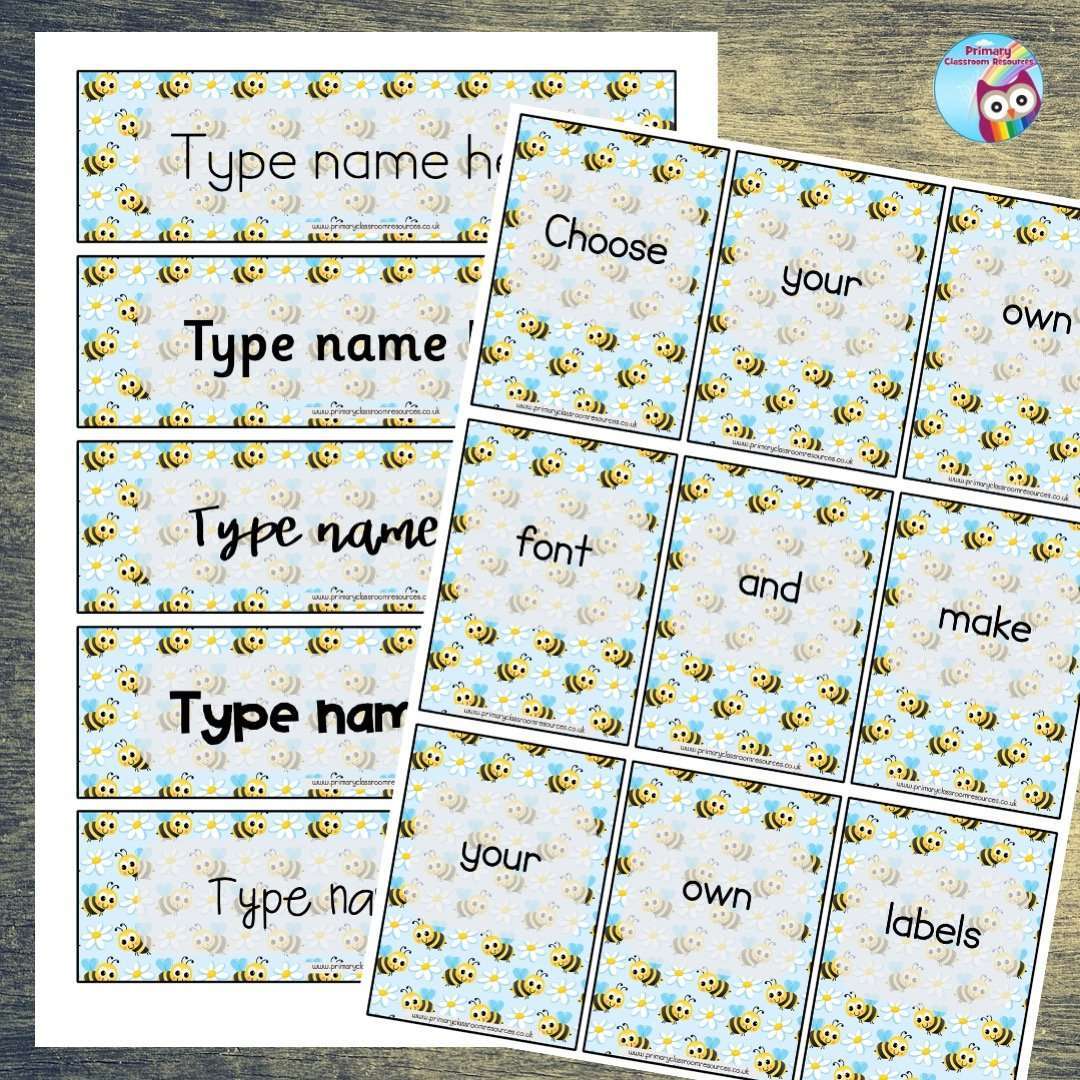 EDITABLE Name Tray & Coat Peg Labels - Cute Bees:Primary Classroom Resources