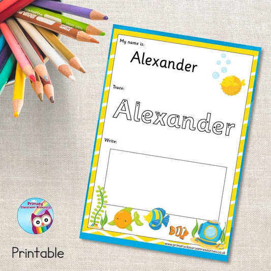 EDITABLE Name Writing Cards - Fish:Primary Classroom Resources