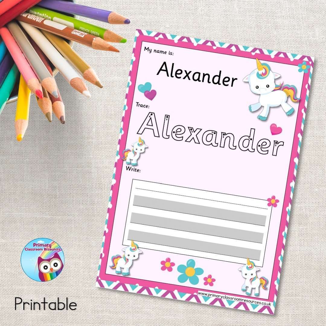 EDITABLE Name Writing Cards - Unicorn:Primary Classroom Resources