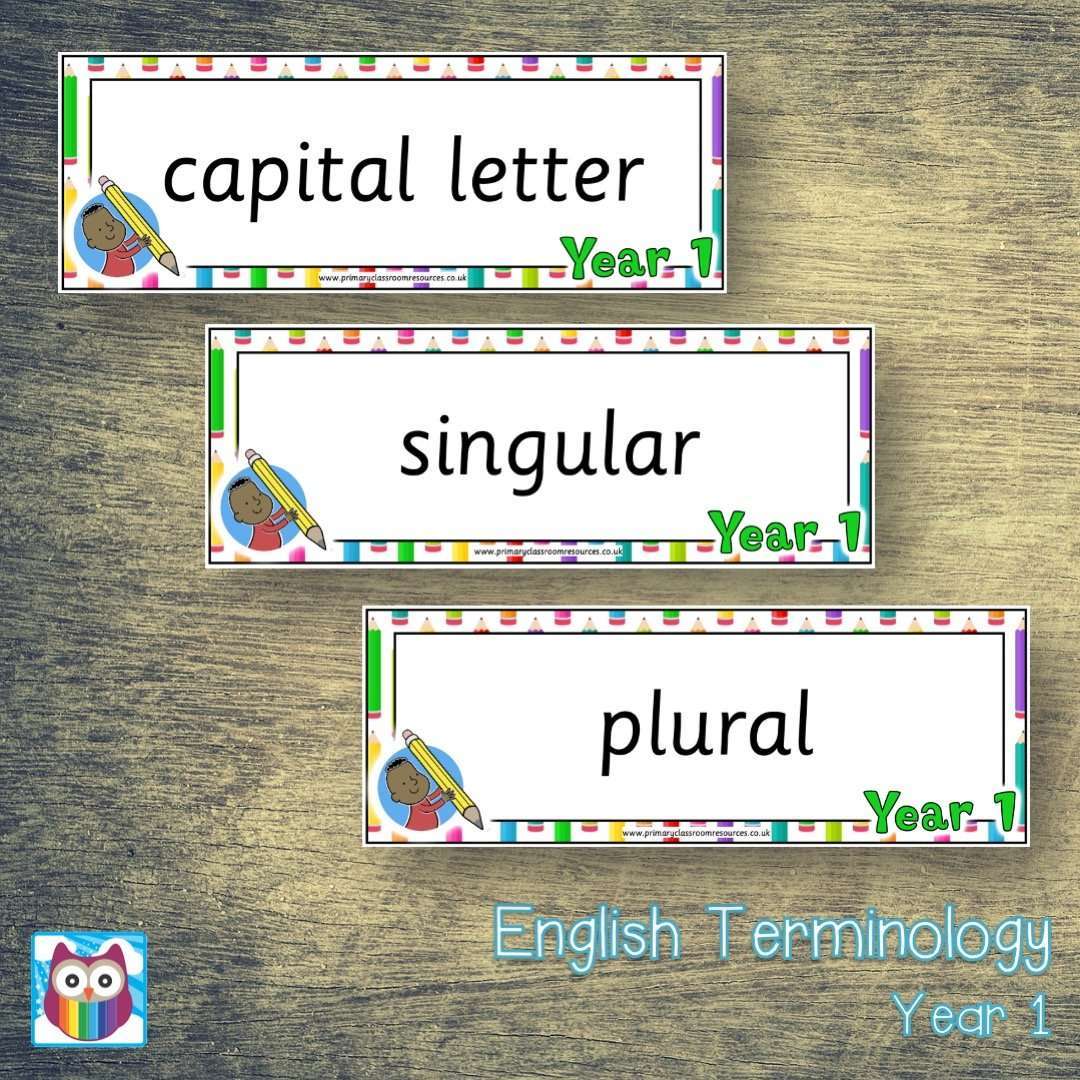 Year 1 English Terminology Cards:Primary Classroom Resources