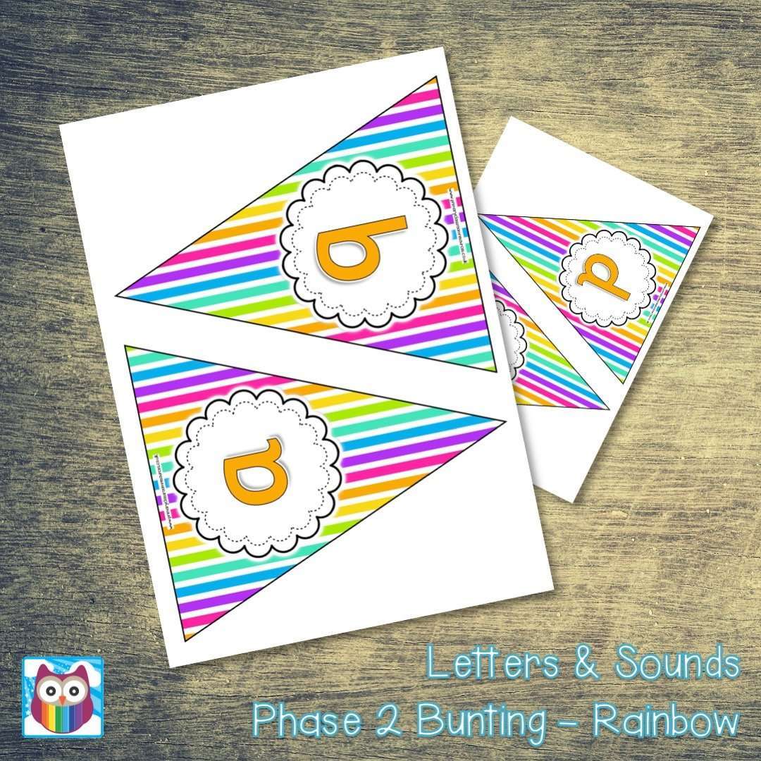 Letters and Sounds Phase 2 Bunting - Rainbow:Primary Classroom Resources