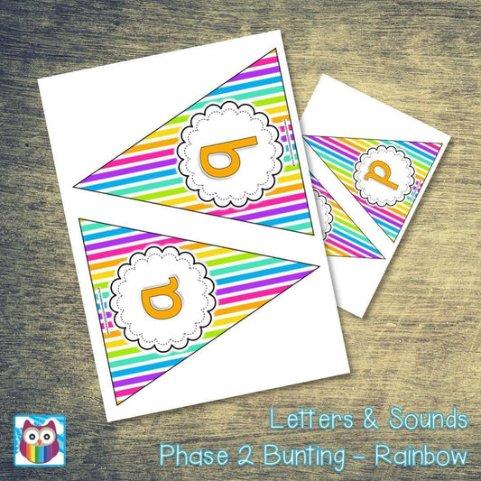 Letters and Sounds Phase 2 Bunting - Rainbow:Primary Classroom Resources