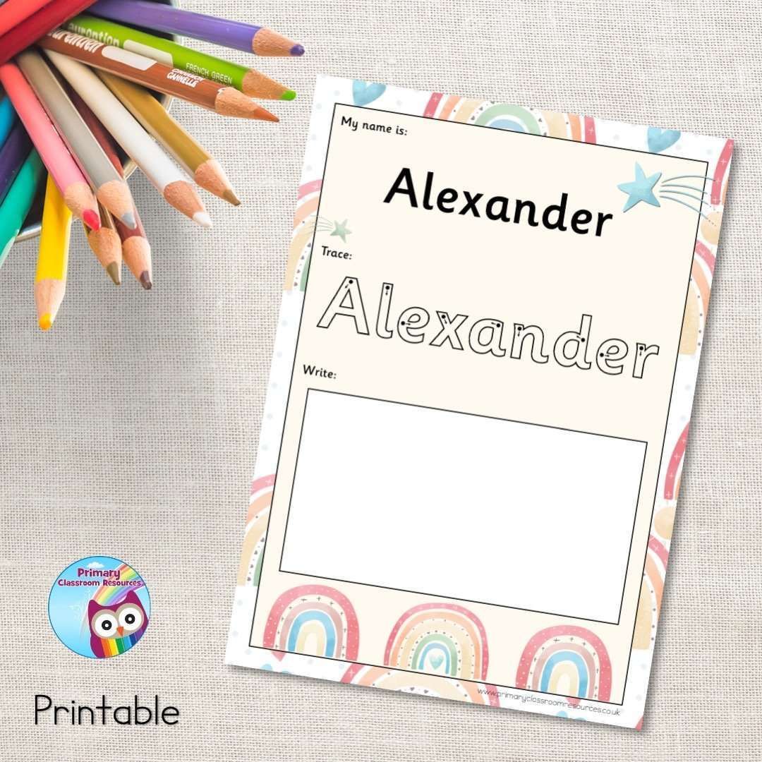 EDITABLE Name Writing Cards - Pastel Rainbows:Primary Classroom Resources