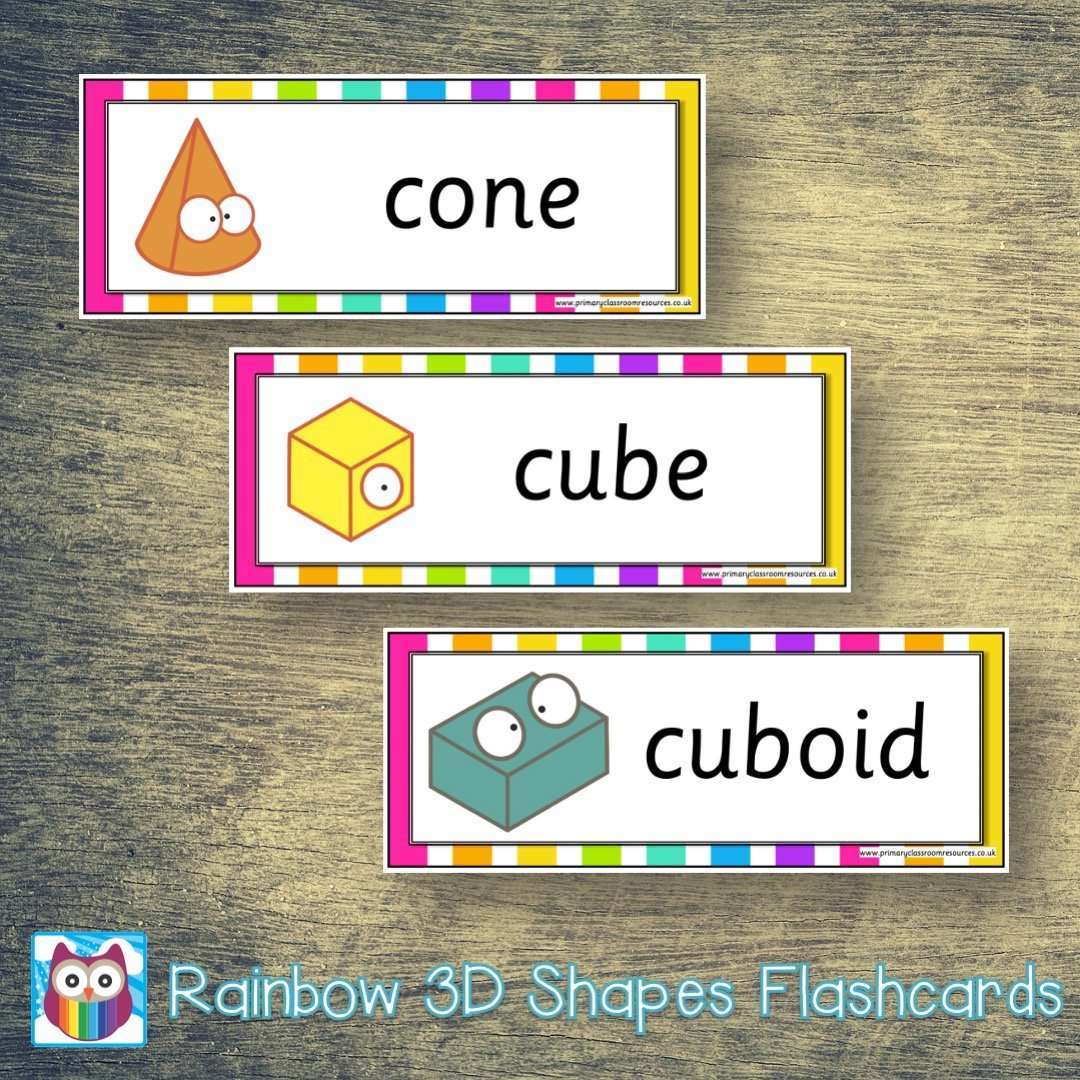Rainbow 3D Shapes Flashcards:Primary Classroom Resources
