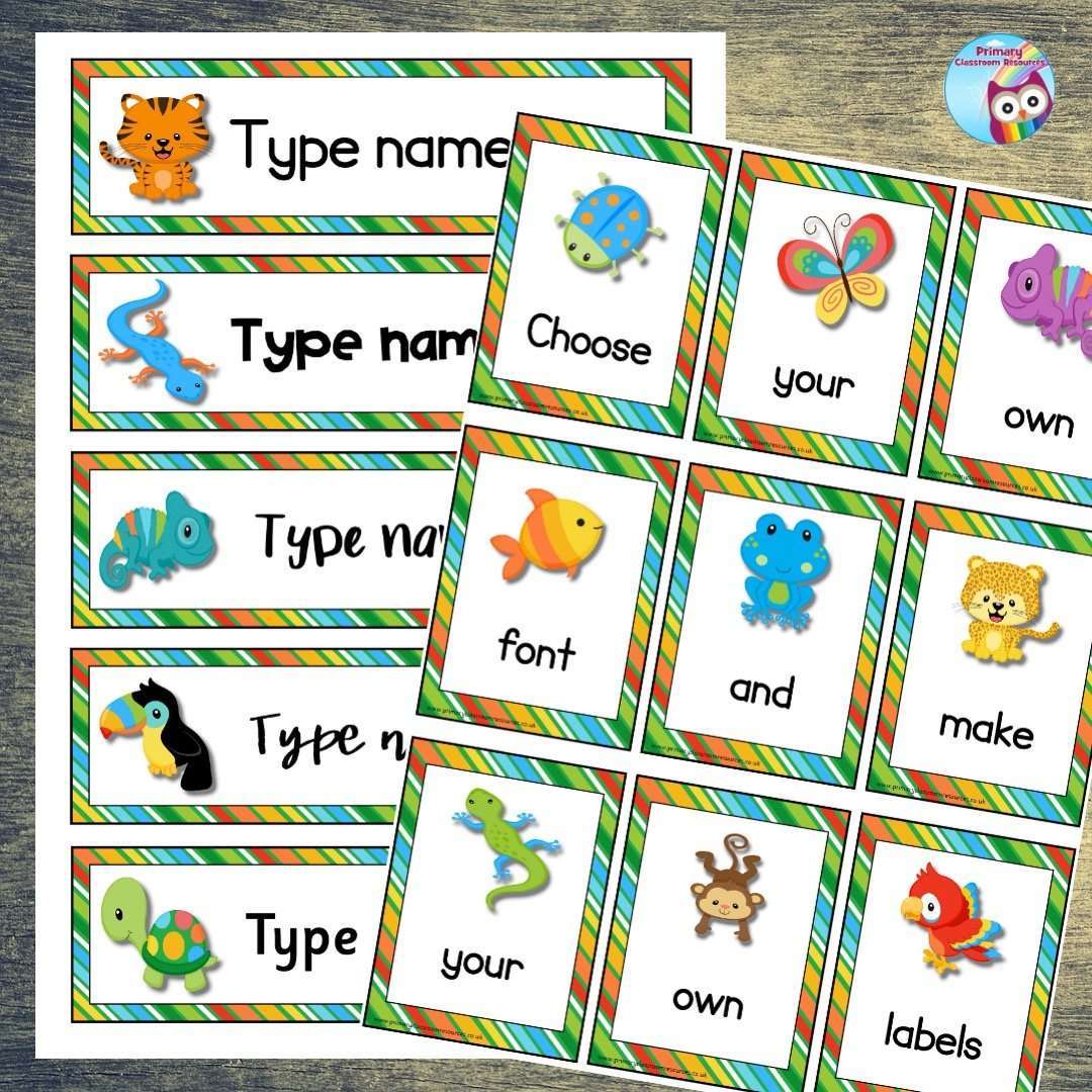 EDITABLE Name Tray & Coat Peg Labels - Rainforest Animals:Primary Classroom Resources