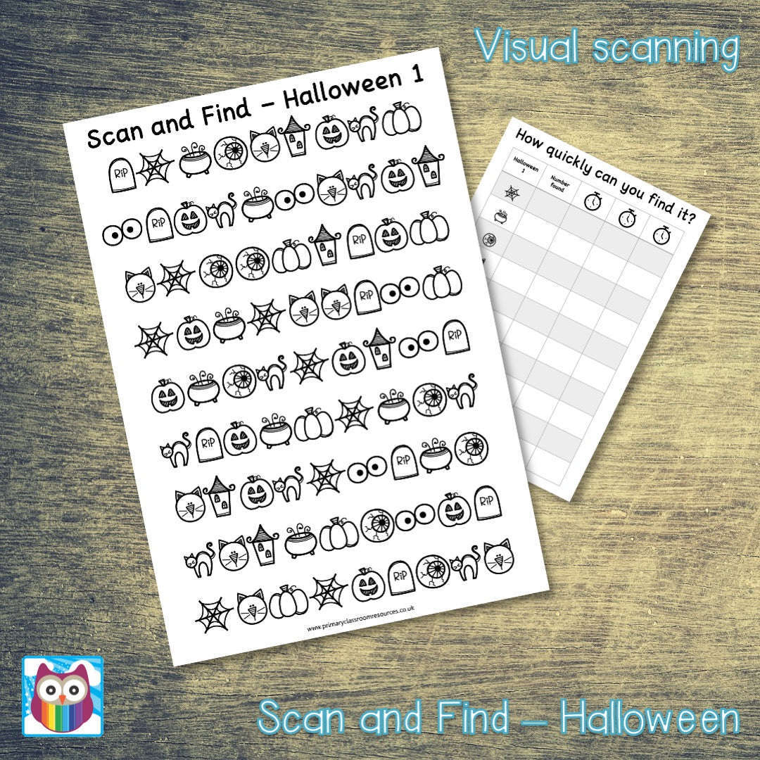 Scan and Find - Halloween - Visual Scanning Activity:Primary Classroom Resources