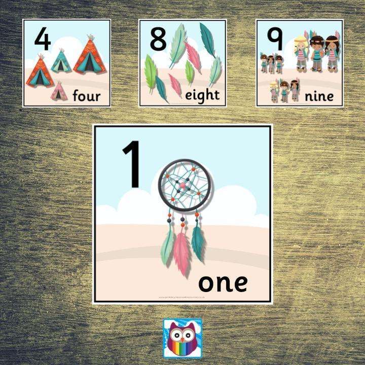 Tribal Themed Number Cards:Primary Classroom Resources