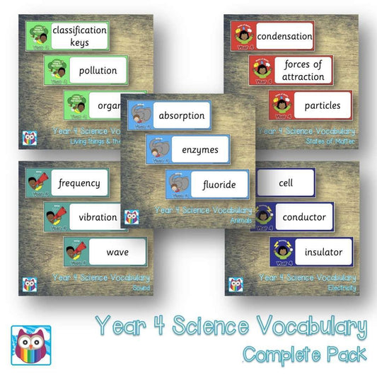 Year 4 Science Vocabulary Pack:Primary Classroom Resources