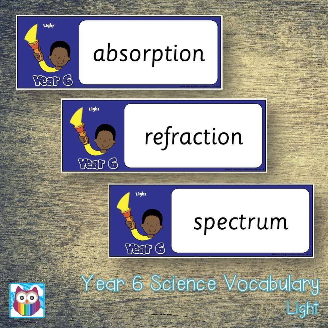 Year 6 Science Vocabulary - Light:Primary Classroom Resources