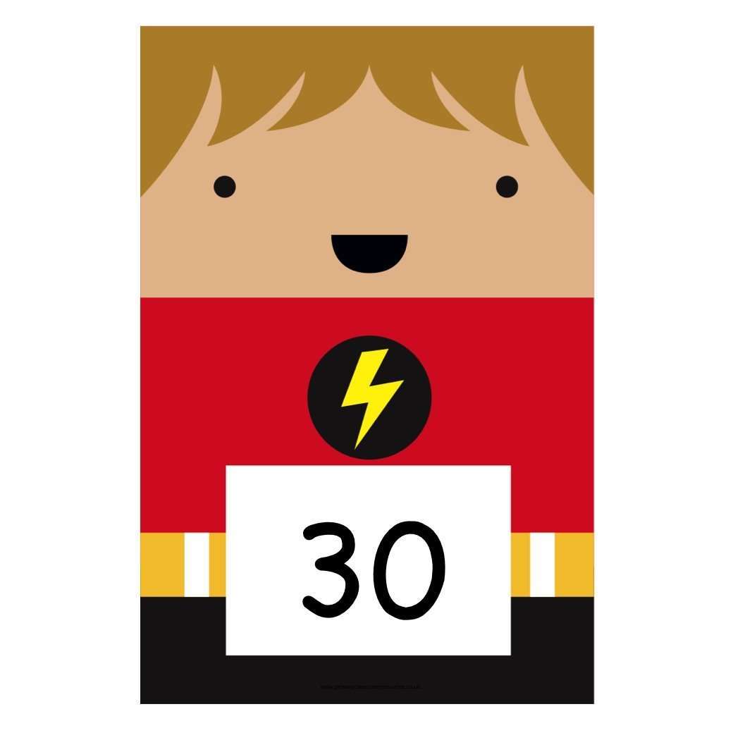 A4 Superhero Number Cards 10s to 100:Primary Classroom Resources