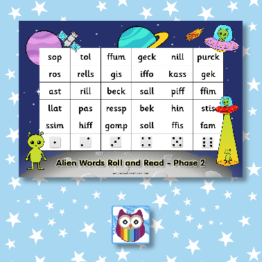 Alien Words Roll and Read - Letters and Sounds Phase 2:Primary Classroom Resources