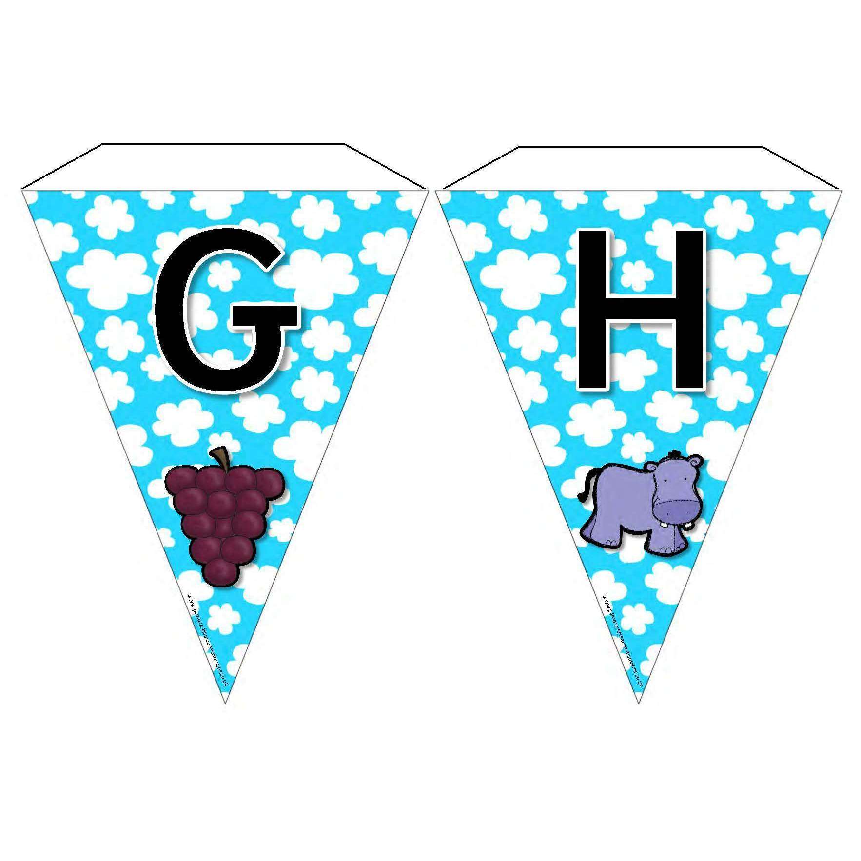 Alphabet Bunting with pictures - Upper Case Letters:Primary Classroom Resources