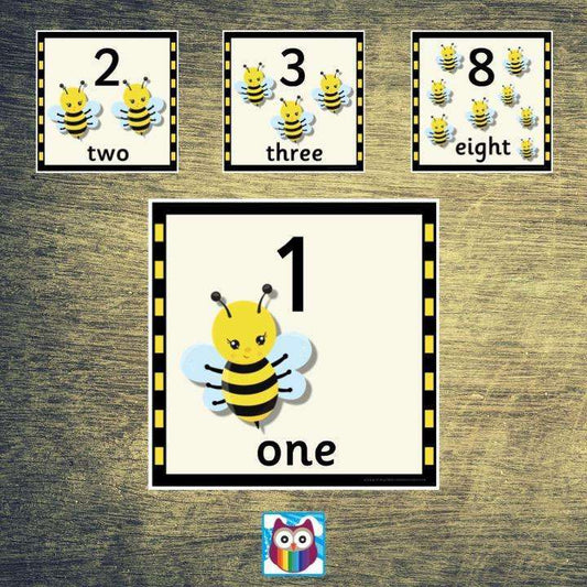 Bee Themed Number Cards:Primary Classroom Resources