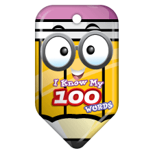BragTag - Pencil - I Know My 100 Words - Pack of 10:Primary Classroom Resources