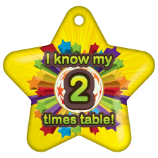 BragTag - Star - I Know My 2 Times Table - Pack of 10:Primary Classroom Resources