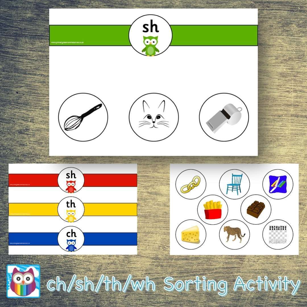 ch/sh/th/wh Sorting Activity:Primary Classroom Resources