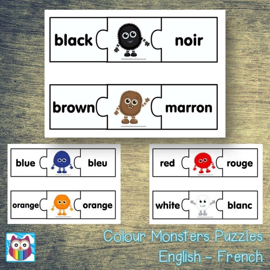 Colour Monsters Puzzles - English French:Primary Classroom Resources