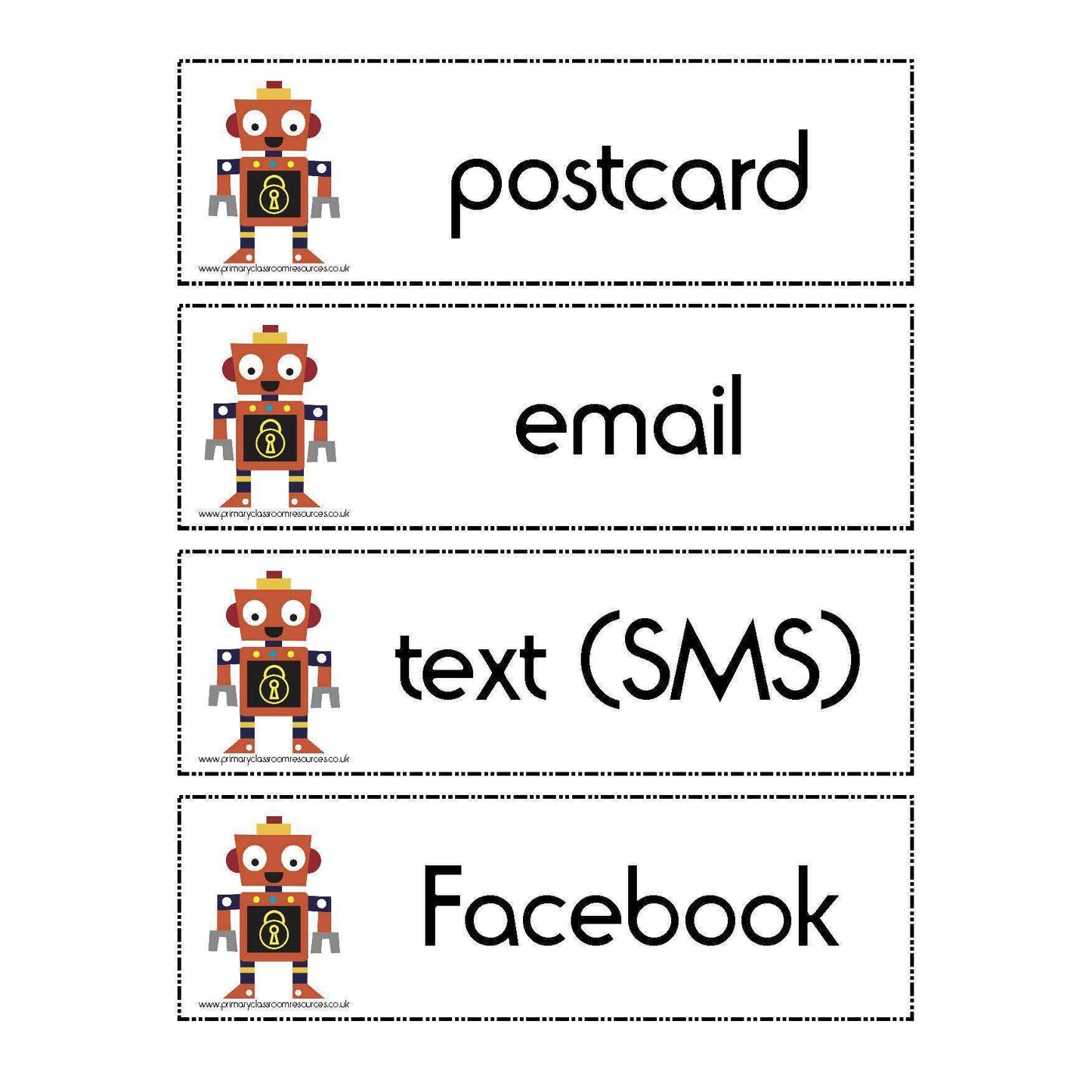 Computing Year 1 Vocabulary - Communication and e-safety:Primary Classroom Resources