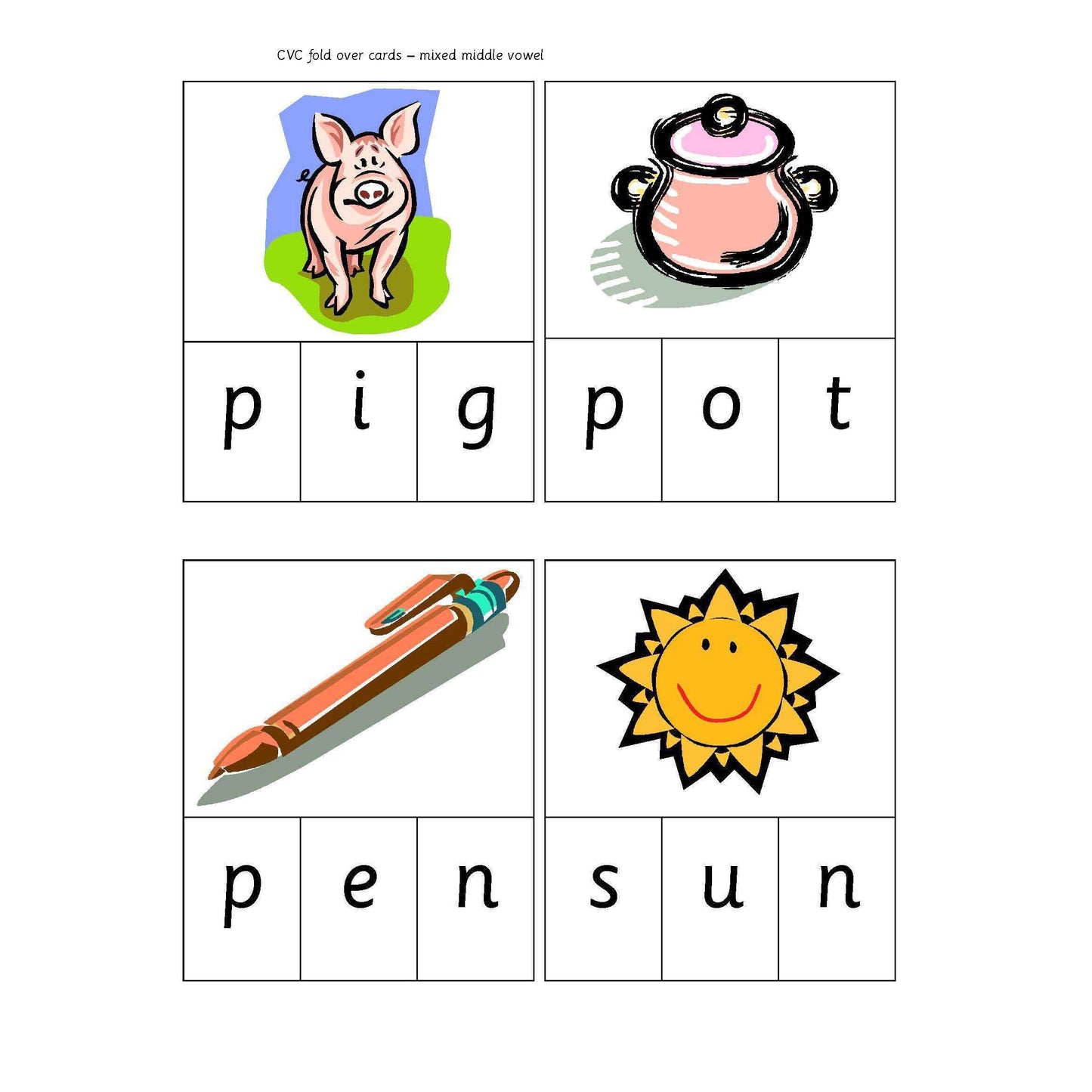 CVC Foldover Mixed Middle Vowel:Primary Classroom Resources