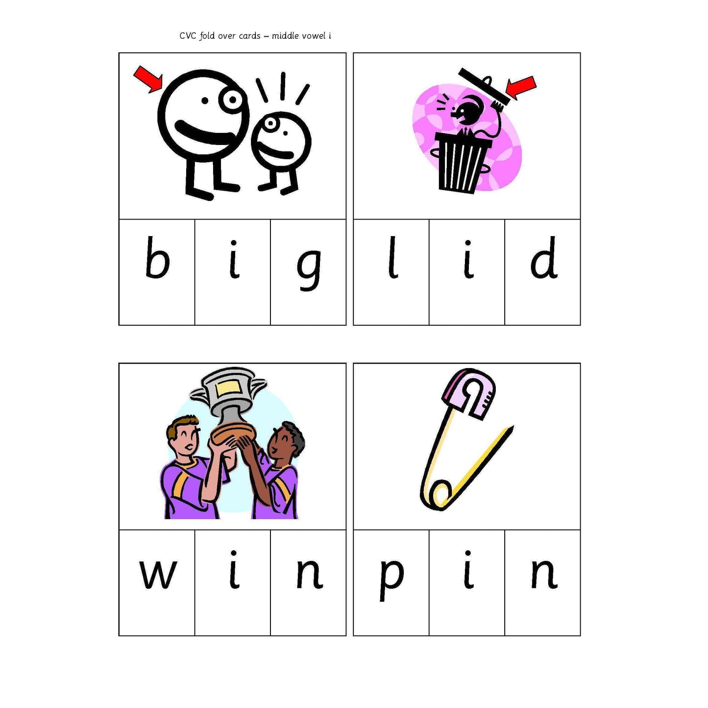 CVC Foldovers Middle I:Primary Classroom Resources