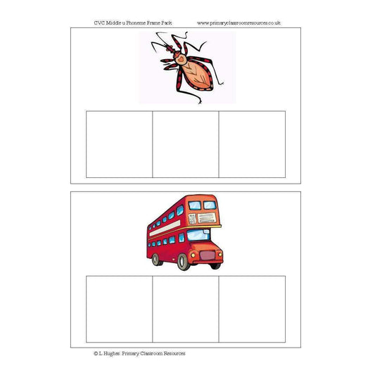 CVC Middle U Phoneme Frames:Primary Classroom Resources