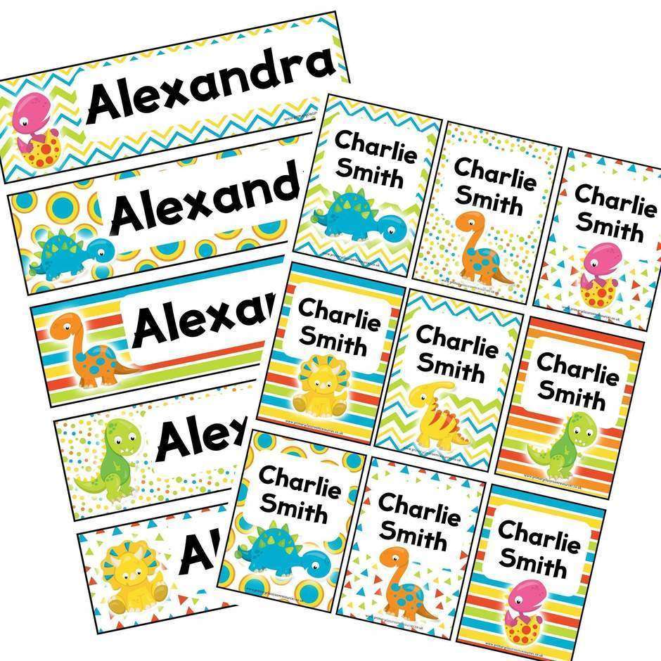 EDITABLE Name Tray & Coat Peg Labels - Colourful Dinosaur:Primary Classroom Resources