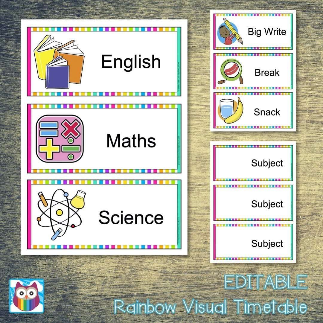 EDITABLE Rainbow Visual Timetable:Primary Classroom Resources
