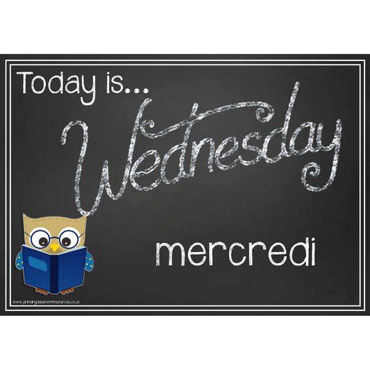 French - English Days of the Week Blackboard Style Headers:Primary Classroom Resources