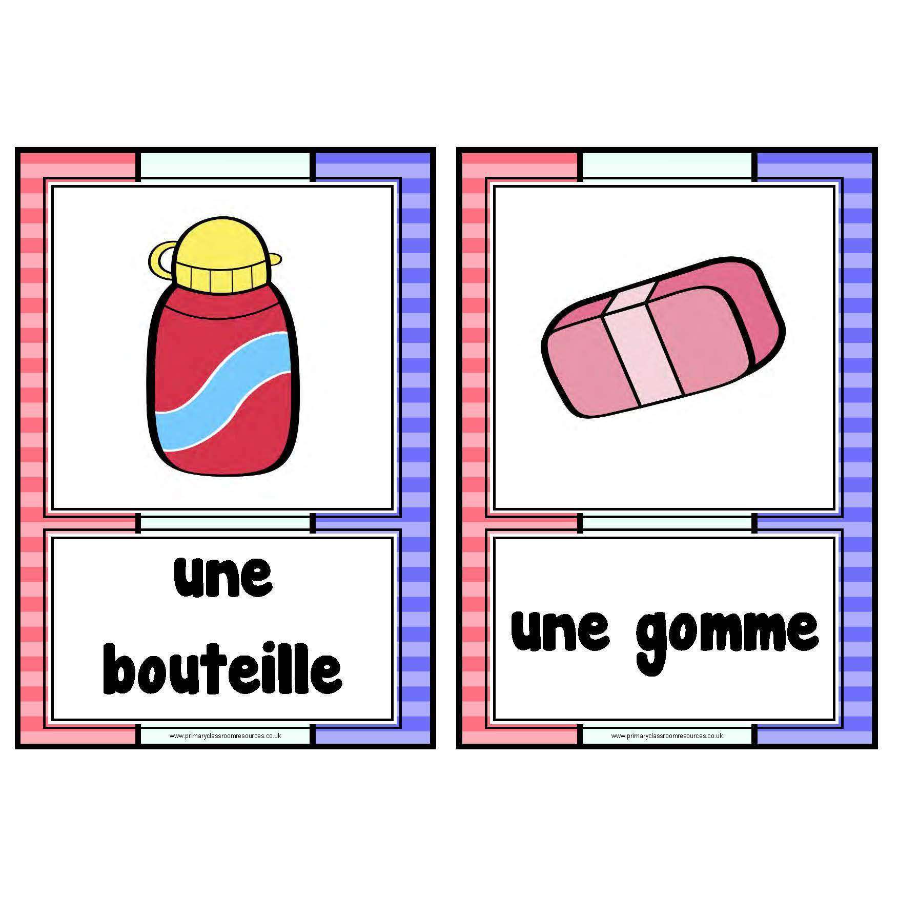 French Classroom Objects Cards:Primary Classroom Resources