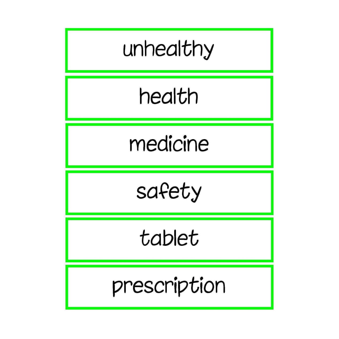 Health and Growth Vocabulary:Primary Classroom Resources