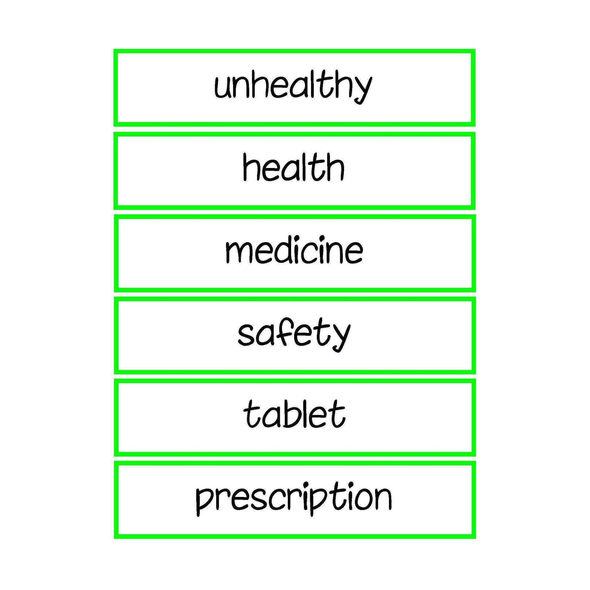 Health and Growth Vocabulary:Primary Classroom Resources