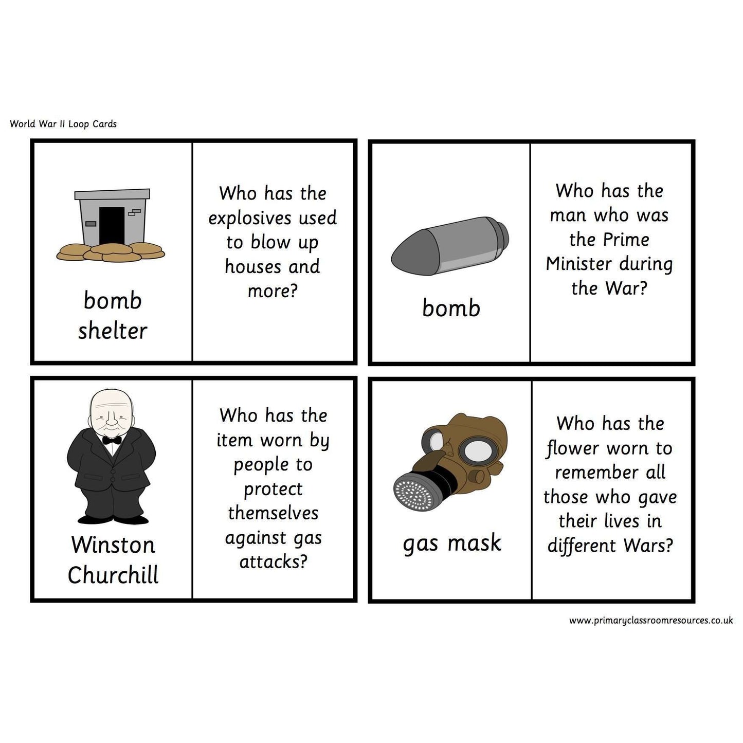 History Loop Cards - World War II:Primary Classroom Resources
