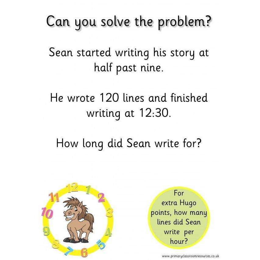 Hugo's Half Past Challenge Cards:Primary Classroom Resources