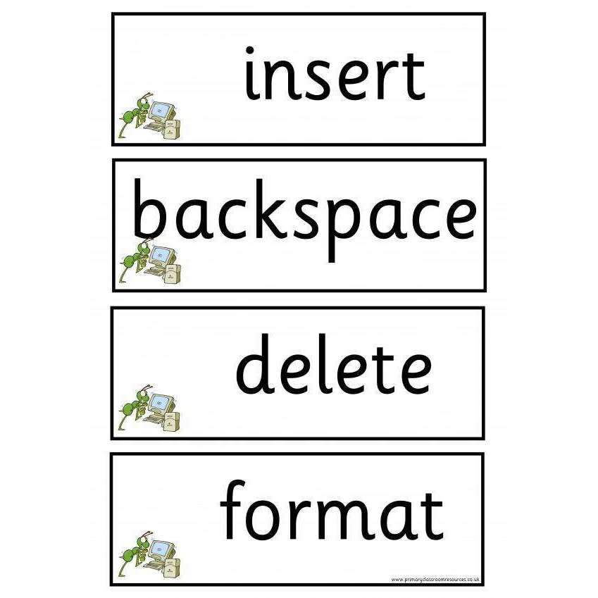 ICT Vocabulary - Year 2 Unit 2a - Writing Stories/Word Processing:Primary Classroom Resources