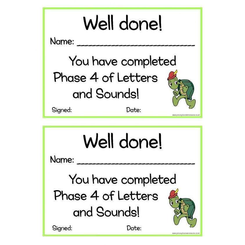 Letters and Sounds Certificates Phase 4:Primary Classroom Resources