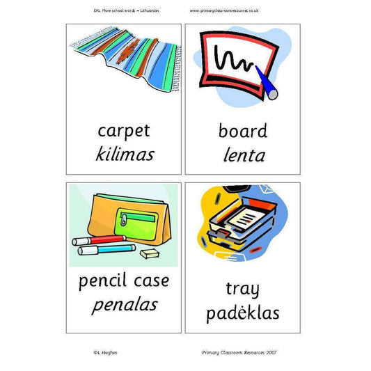 Lithuanian More School Words:Primary Classroom Resources