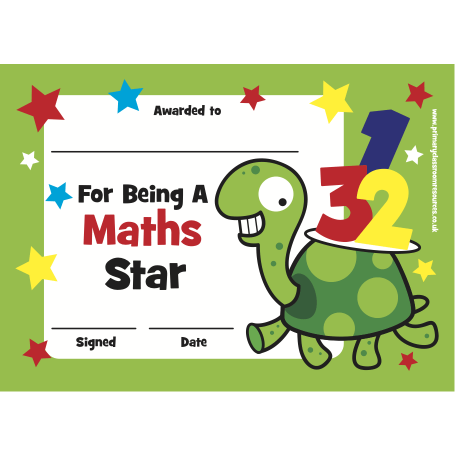 Maths Star Certificate:Primary Classroom Resources