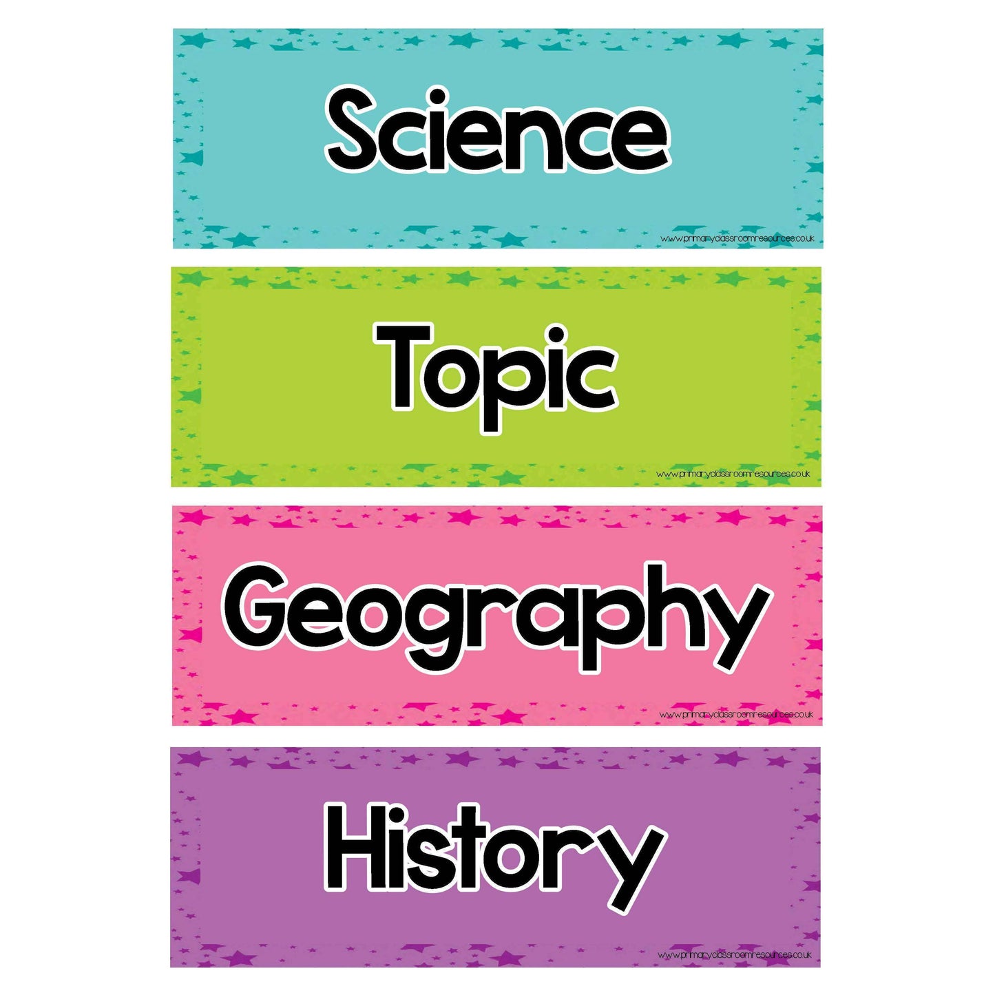 Pastel Stars and Stripe Subject Timetable Cards:Primary Classroom Resources