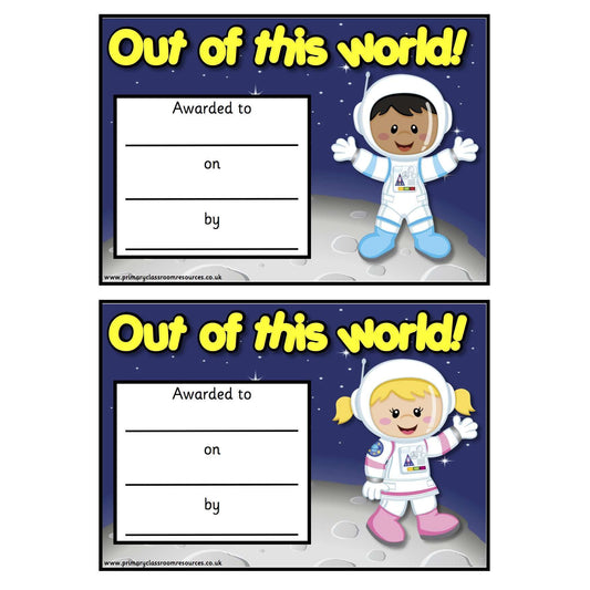 Out of this World Certificates:Primary Classroom Resources