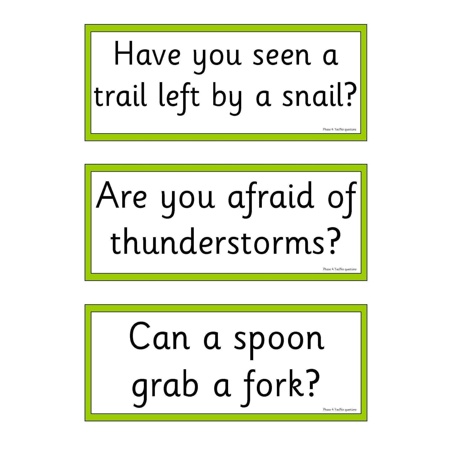 Phase 4 Yes No Questions:Primary Classroom Resources