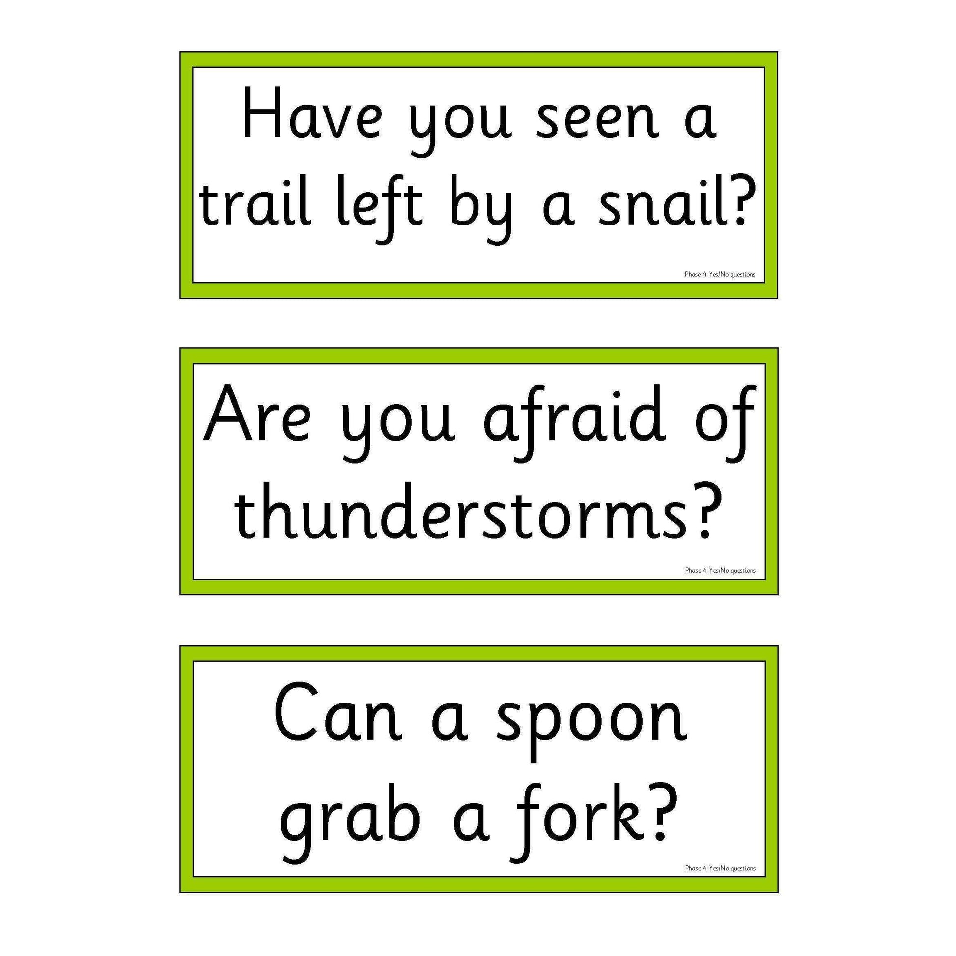 Phase 4 Yes No Questions:Primary Classroom Resources