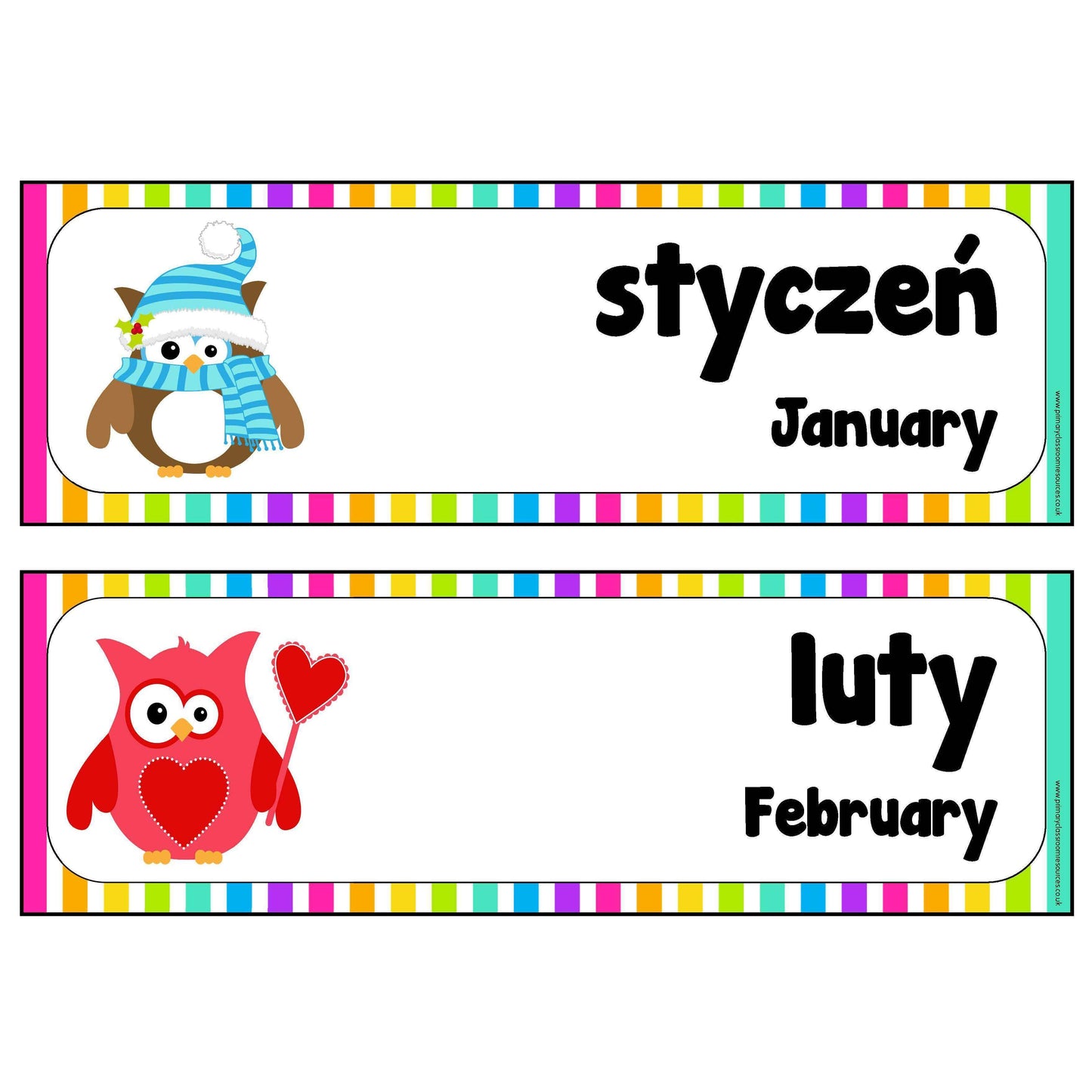 Polish-English Months Cards:Primary Classroom Resources