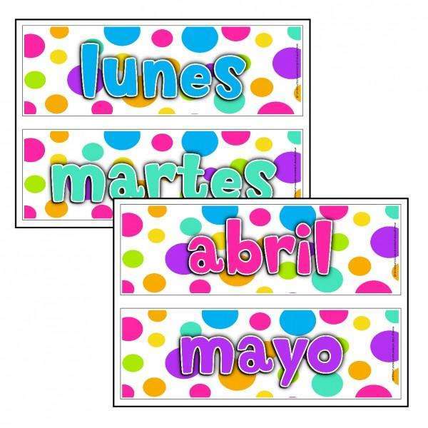Polka Dot Days and Months - Spanish:Primary Classroom Resources