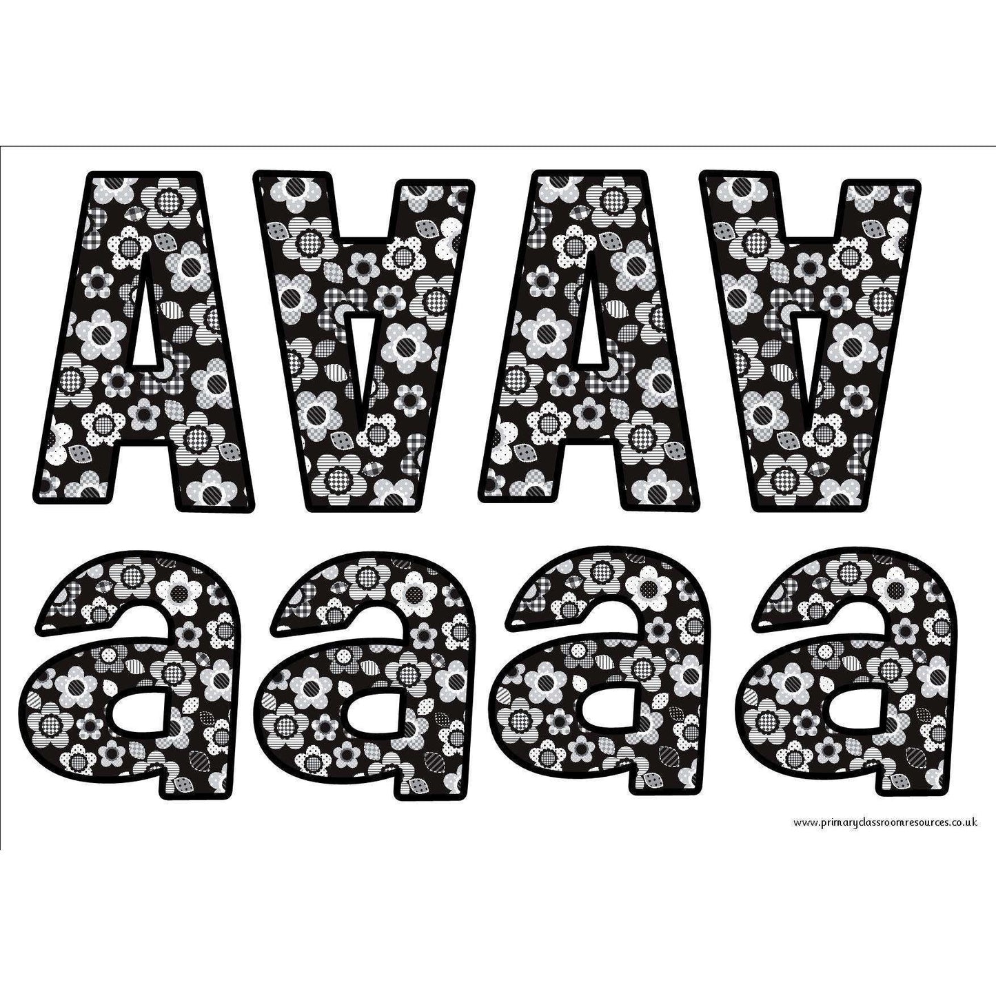Print Your Own Black and White Flowers Display Lettering Pack:Primary Classroom Resources