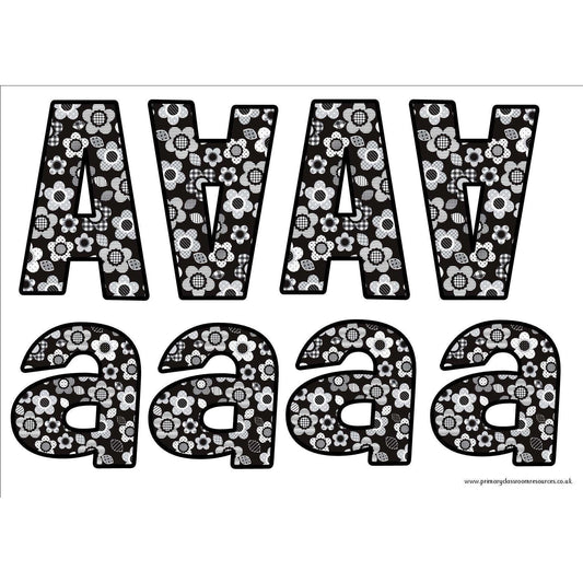 Print Your Own Black and White Flowers Display Lettering Pack:Primary Classroom Resources